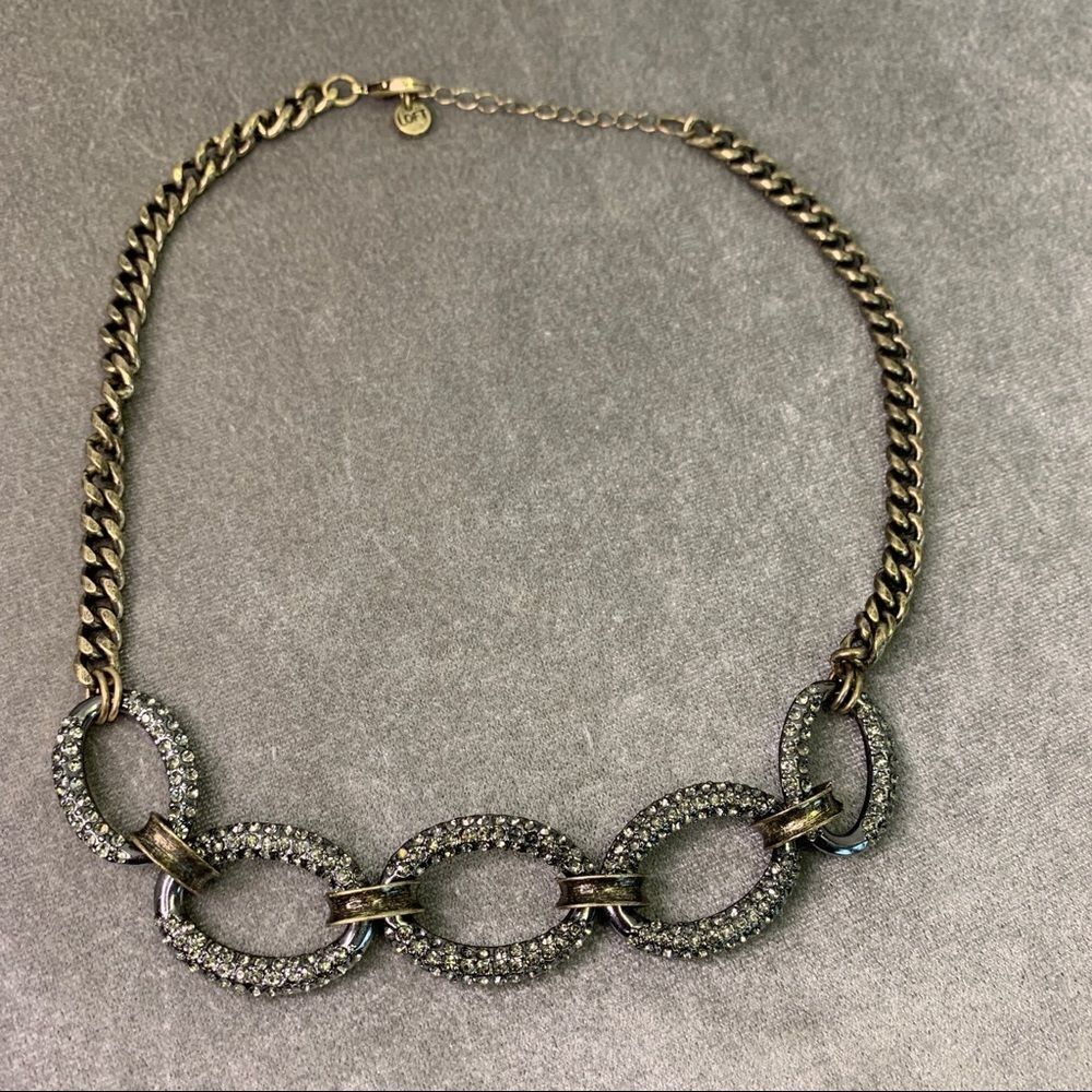 LOFT Gunmetal and Rhinestone Link Princess Necklace - Picture 6 of 12